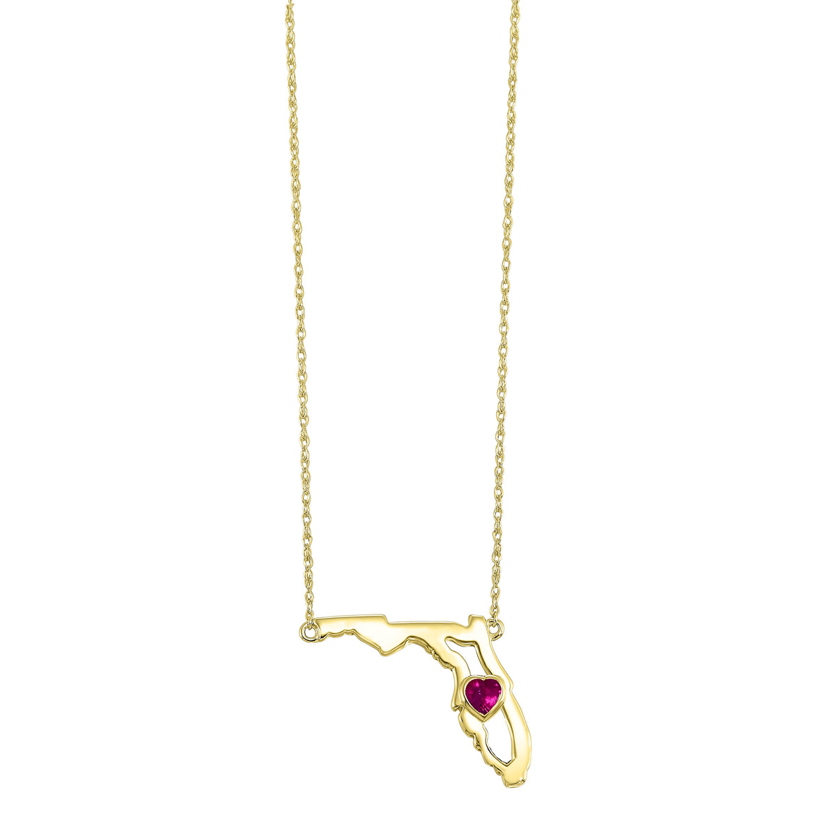 14K Ruby Heart in Florida Necklace