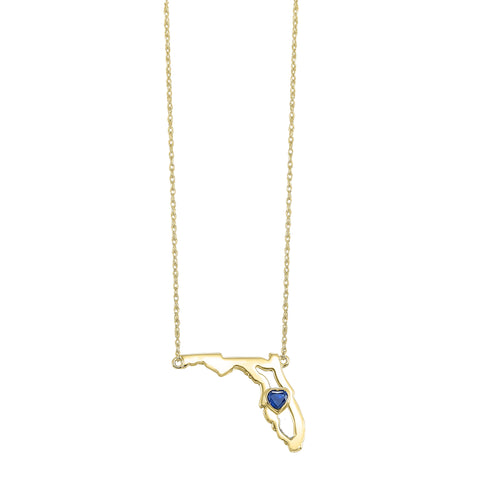 14K Sapphire Heart in Florida Necklace