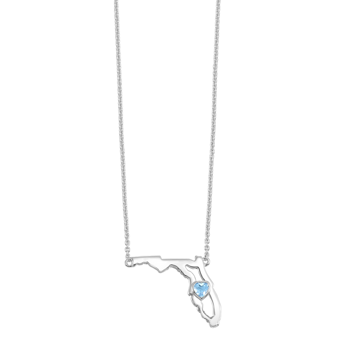Sterling Silver Blue Topaz Heart of Florida Necklace