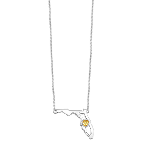 Sterling Silver Citrine Heart in Florida Necklace