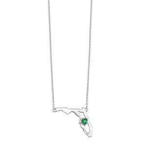 Sterling Silver Emerald Heart in Florida Necklace