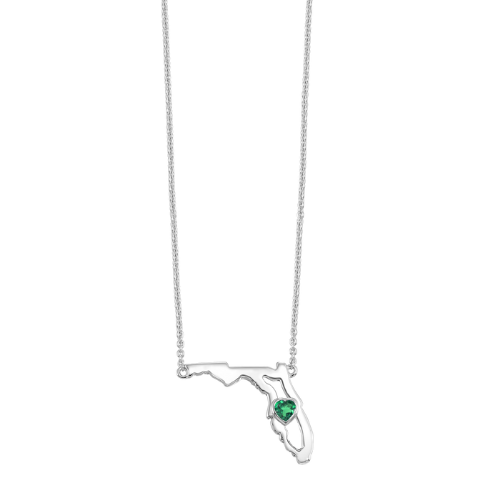 Sterling Silver Emerald Heart of Florida Necklace