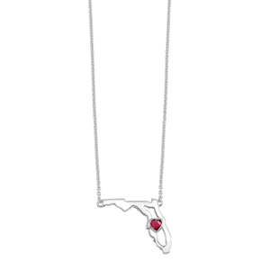 Sterling Silver Garnet Heart in Florida Necklace