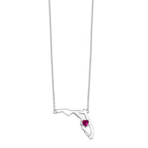 Sterling Silver Ruby Heart of Florida Necklace