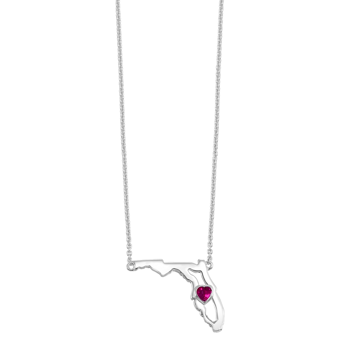 Sterling Silver Ruby Heart of Florida Necklace