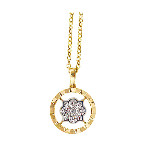 14Kt White Yellow Gold Diamond 1/5Ctw Pendant