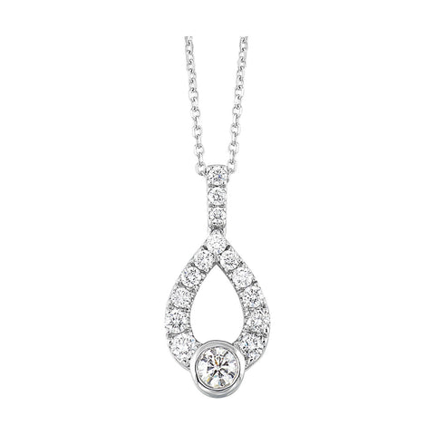 14K White Gold Diamond Pendant -Choose Your Carat Weight