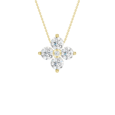 1.00ctw EF/VS Lab Grown Flower Petal Pendant 14KY