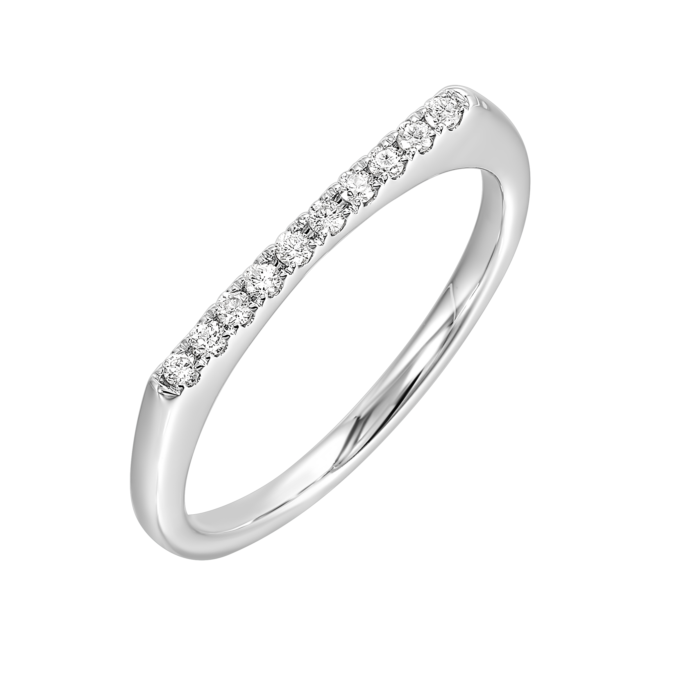 14K White or Yellow Gold Diamond Euro Stackable Fashion Ring (0.10CTW)