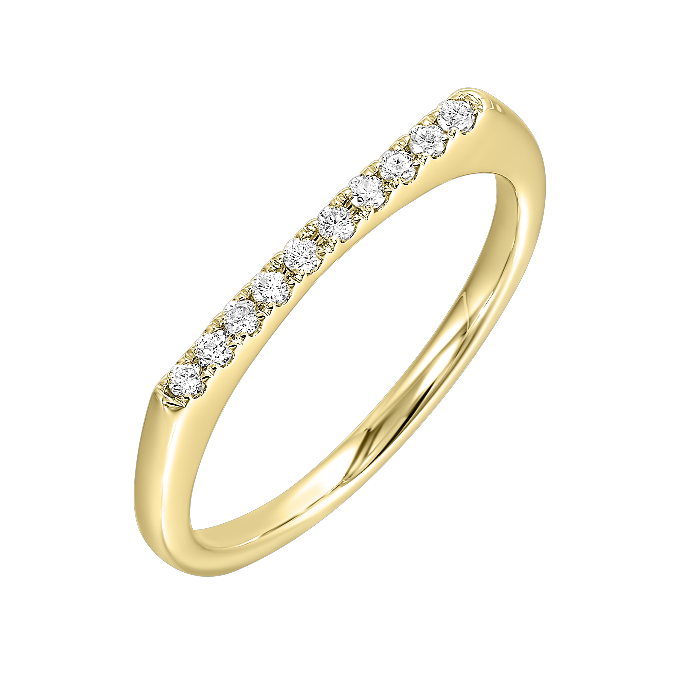 14K White or Yellow Gold Diamond Euro Stackable Fashion Ring (0.10CTW)
