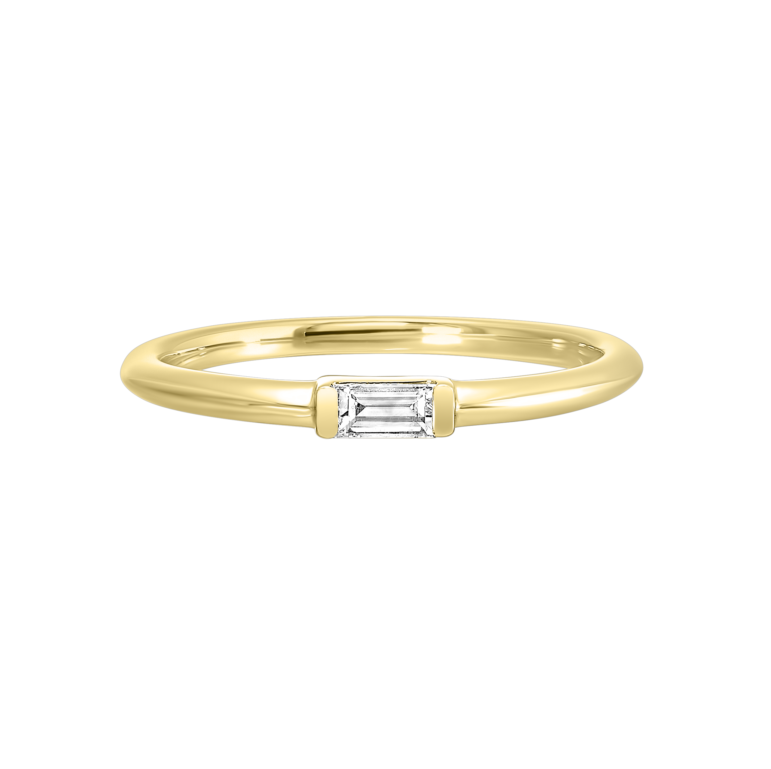 14K White or Yellow Gold Emerald Cut Diamond Stackable Fashion Ring (0.10CTW)