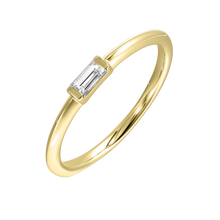 Load image into Gallery viewer, 14K White or Yellow Gold Emerald Cut Diamond Stackable Fashion Ring (0.10CTW)