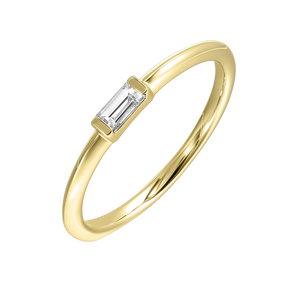 14K White or Yellow Gold Emerald Cut Diamond Stackable Fashion Ring (0.10CTW)