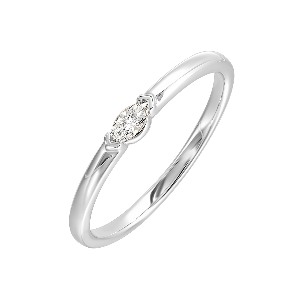14K White or Yellow Gold Marquise Cut Diamond Stackable Fashion Ring (0.08CTW)