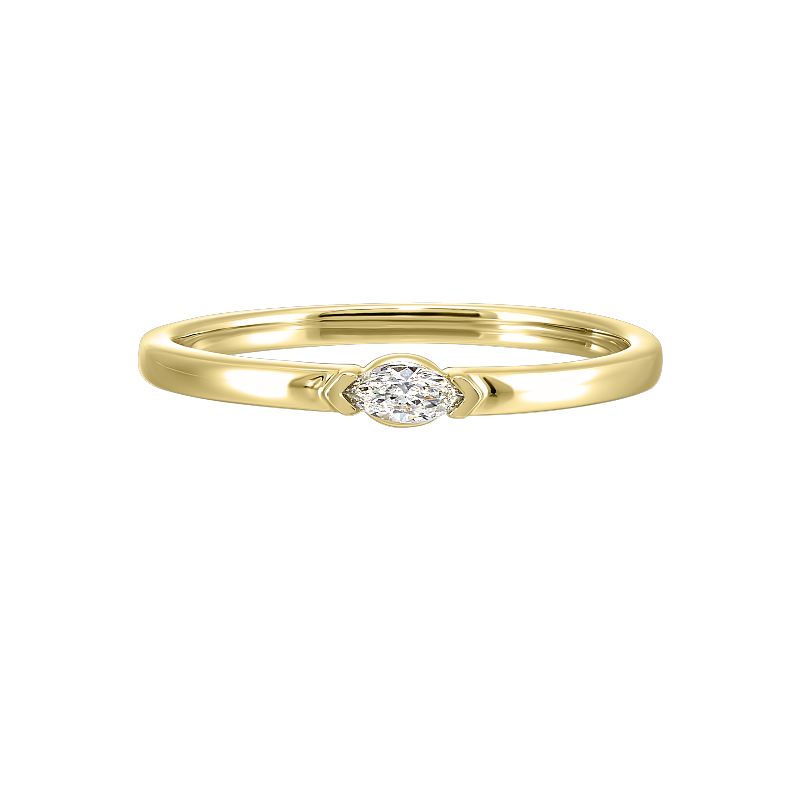14K White or Yellow Gold Marquise Cut Diamond Stackable Fashion Ring (0.08CTW)