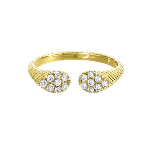 14K Yellow Gold Flared Cuff Diamond Fashion Ring (0.25CTW)