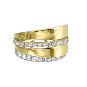 14K White & Yellow Gold 2 Row Channel Diamond Fashion Ring (0.38CTW)