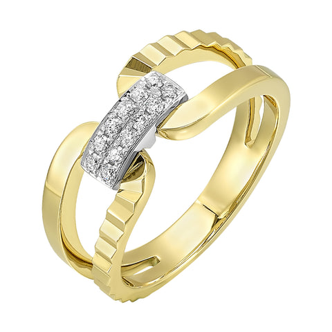 14Kt White Yellow Gold Diamond 1/10Ctw Ring