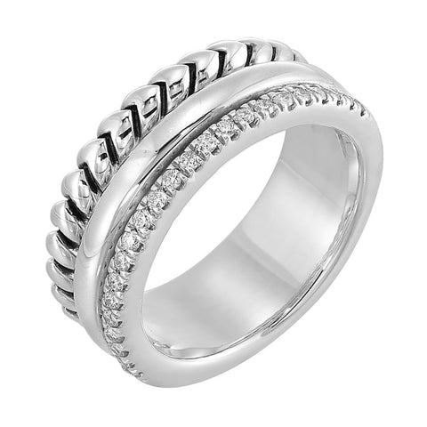 3 Row Silver Diamond Ring