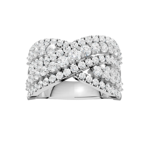 2.00ctw EF/VS Lab Grown Criss Cross Multi Row Ring 14KW