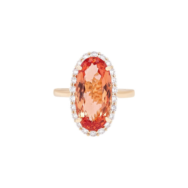 Oval Imperial Topaz and Diamond Ring
