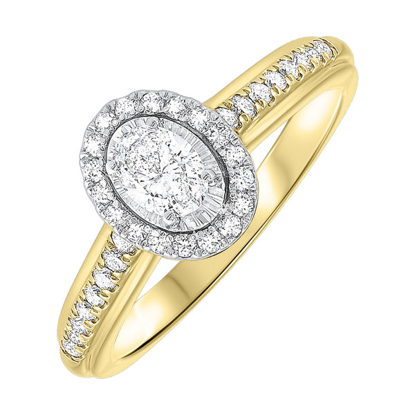 Tru Reflection Complete Ring with Oval Cut Diamond and Halo