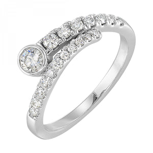 Silver Diamond Bypass Ring