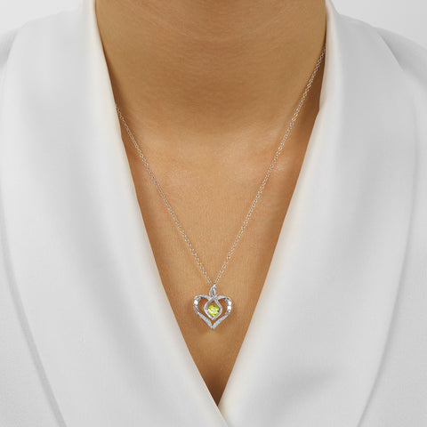 Silver Diamond & Created Peridot Pendant