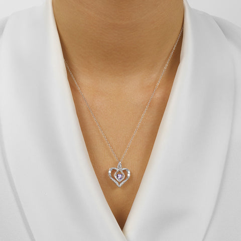 Silver Diamond & Created Synthetic Alexandrite Pendant