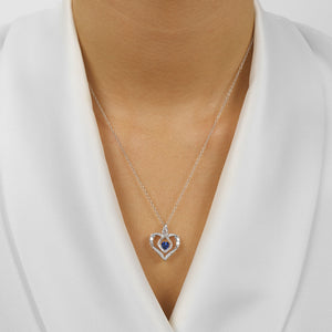Silver Diamond & Created Sapphire Pendant