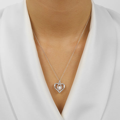 Silver Diamond & Created White Topaz Pendant