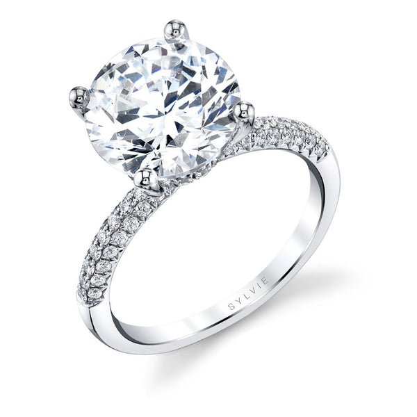 Round Cut 3 Carat Classic Pave Engagement Ring - Jayla