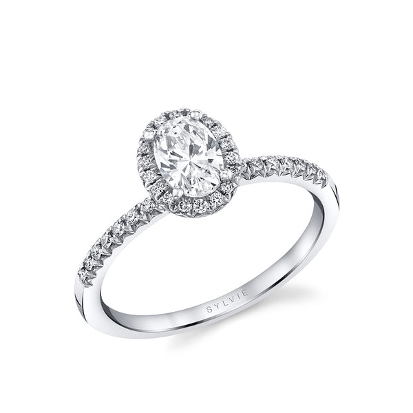 Oval Cut Classic Halo Engagement Ring - S1893