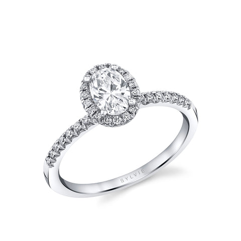 Oval Cut Classic Halo Engagement Ring - S1893