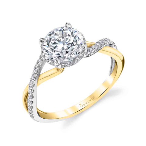 Round Cut Spiral Engagement Ring with Hidden Halo - Amahle