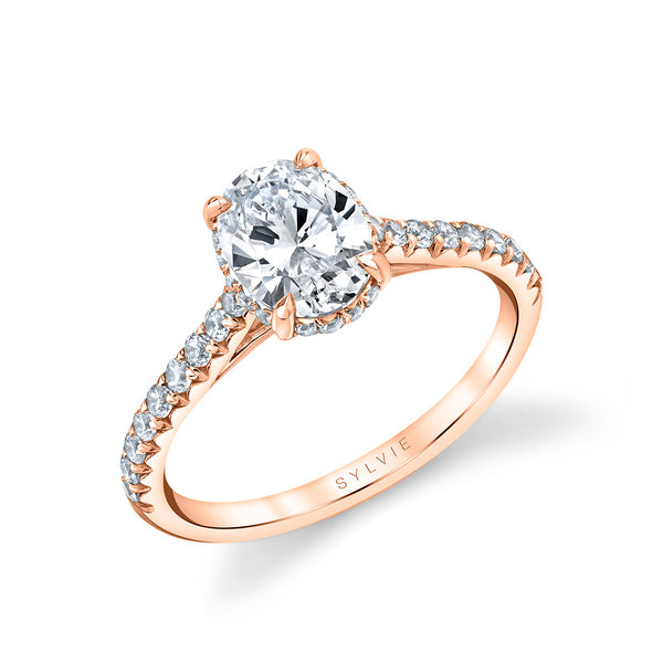 Oval Cut Classic Hidden Halo Engagement Ring - Harmonie