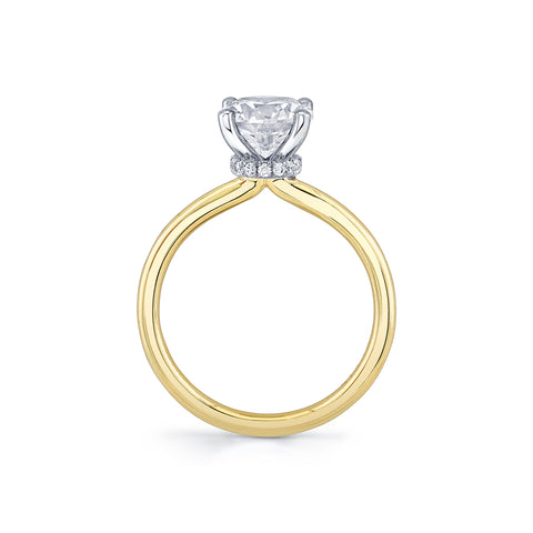 Round Cut Solitaire Hidden Halo Collar Engagement Ring - Nova