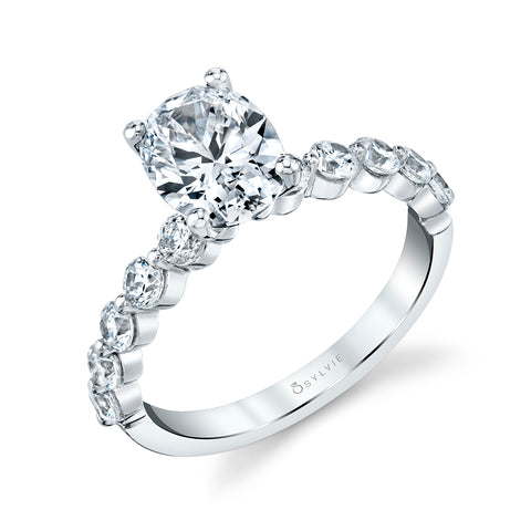 Oval Cut Shared Prong Engagement Ring - Karol