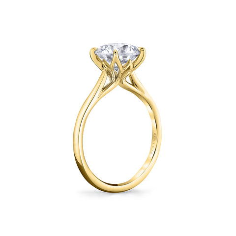 Tulira Solitaire Petal Prong Engagement Ring - Amber
