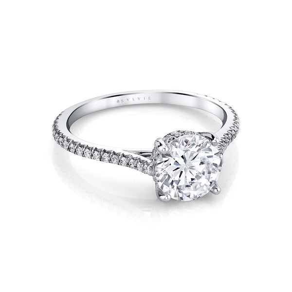 Round Cut Classic Hidden Halo Engagement Ring - Steffi