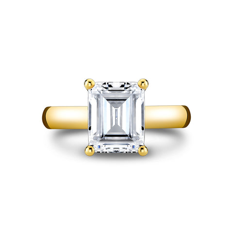 Emerald Cut Wide Band Solitaire Engagement Ring - Mila