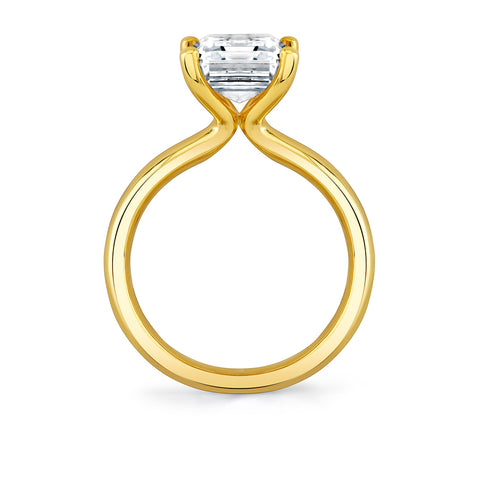 Emerald Cut Wide Band Solitaire Engagement Ring - Mila