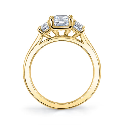 Emerald Cut Three Stone Engagement Ring - Gigi