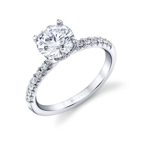 Round Cut Classic Hidden Halo Engagement Ring - Perri
