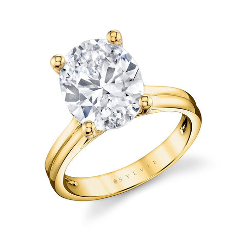 Oval Cut Double Band Solitaire Engagement Ring - Remi