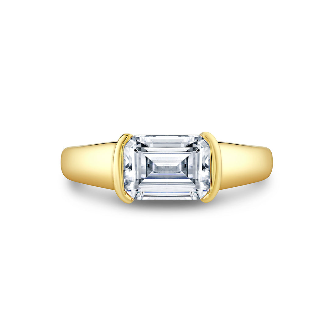 Shell Auranova East to West Half Bezel Solitaire Engagement Ring - Hol
