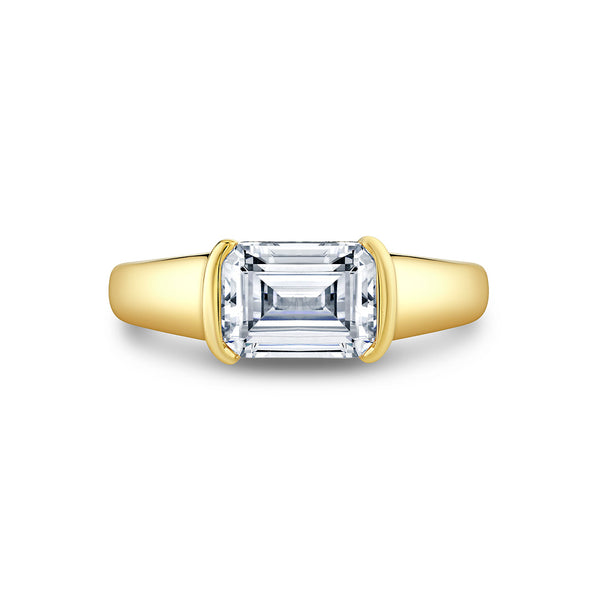 Shell Auranova East to West Half Bezel Solitaire Engagement Ring - Hollyn