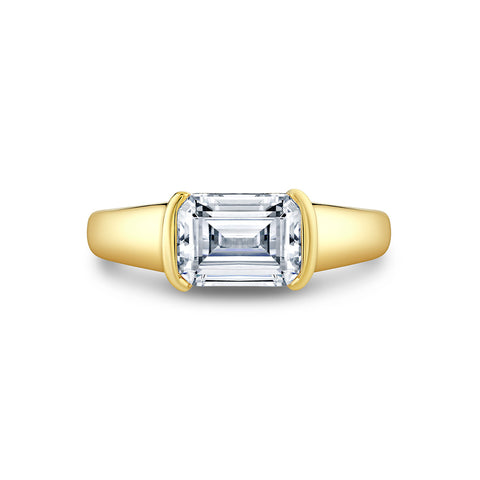 Shell Auranova East to West Half Bezel Solitaire Engagement Ring - Hollyn