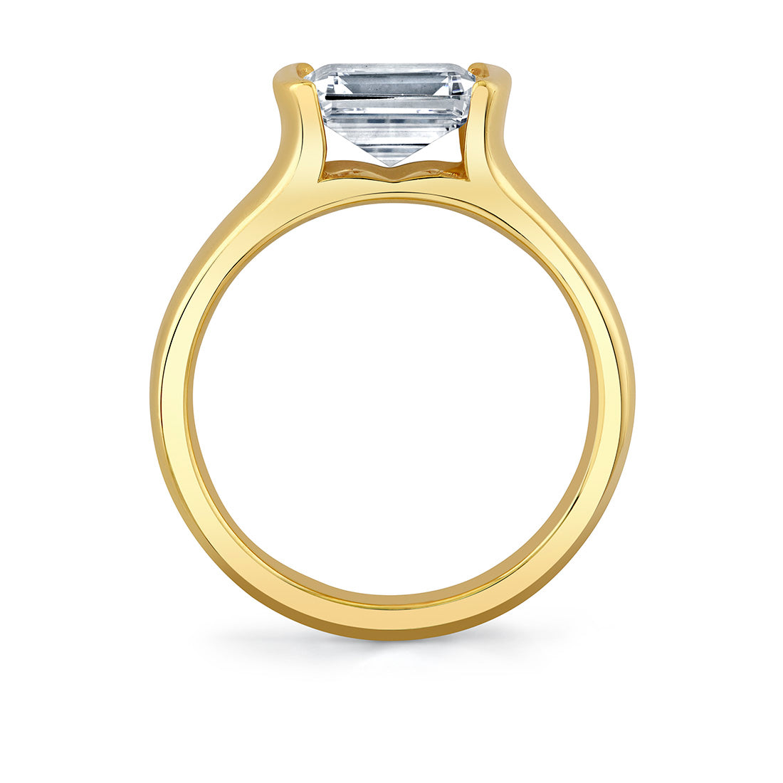 Shell Auranova East to West Half Bezel Solitaire Engagement Ring - Hol