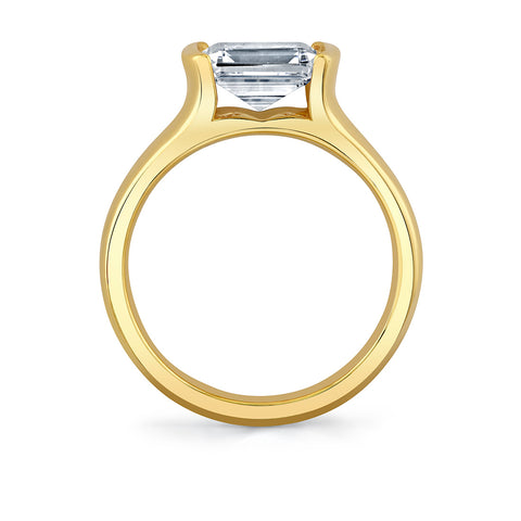 Shell Auranova East to West Half Bezel Solitaire Engagement Ring - Hollyn